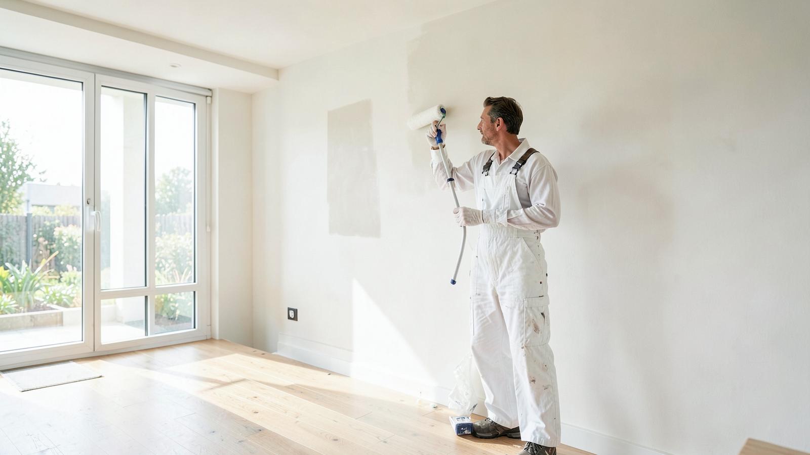 Schilder aan het werk in een woning